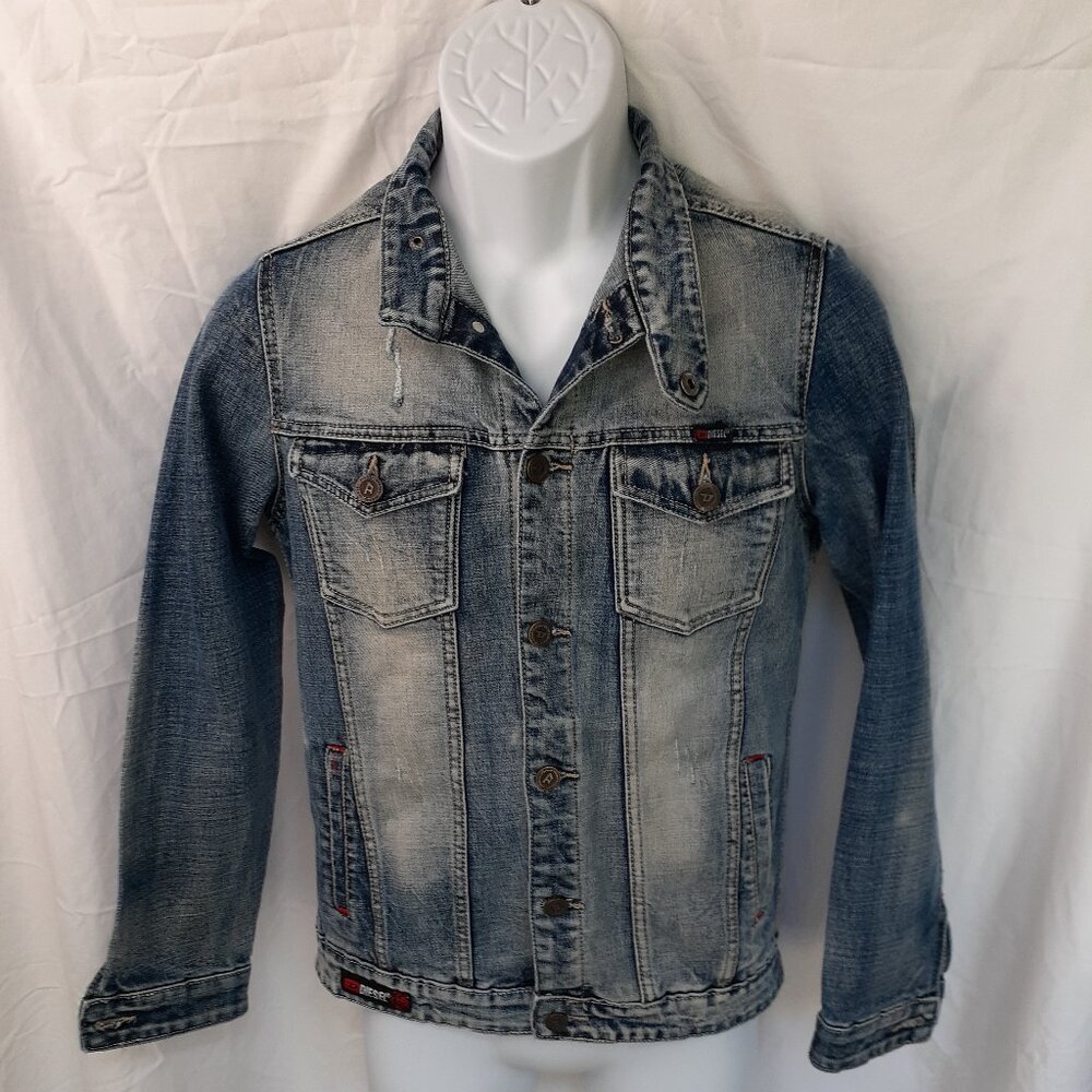 Diesel Youth Size Large Rugged Blue Denim Jacket